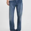 Blaue Baggy-Fit-Jeans aus gestreiftem Denim