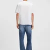 Blaue Baggy-Fit-Jeans aus gestreiftem Denim
