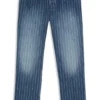 Blaue Baggy-Fit-Jeans aus gestreiftem Denim