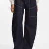 Blaue Ballon-Jeans aus blauem, festem Denim