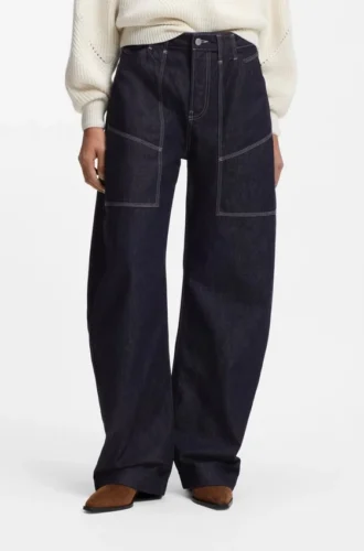 Blaue Ballon-Jeans aus blauem, festem Denim