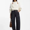 Blaue Ballon-Jeans aus blauem, festem Denim