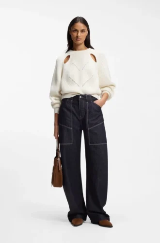 Blaue Ballon-Jeans aus blauem, festem Denim