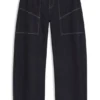 Blaue Ballon-Jeans aus blauem, festem Denim