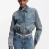 Blaue Bomberjacke aus Stretch-Denim