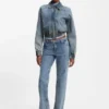 Blaue Bomberjacke aus Stretch-Denim
