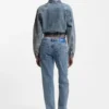 Blaue Bomberjacke aus Stretch-Denim