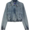 Blaue Bomberjacke aus Stretch-Denim