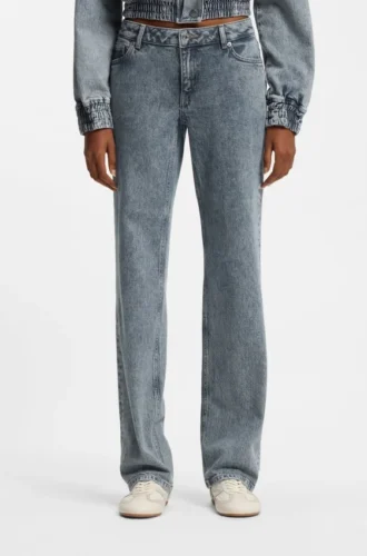 Blaue Bootcut-Jeans aus Stretch-Denim