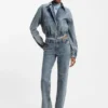 Blaue Bootcut-Jeans aus Stretch-Denim