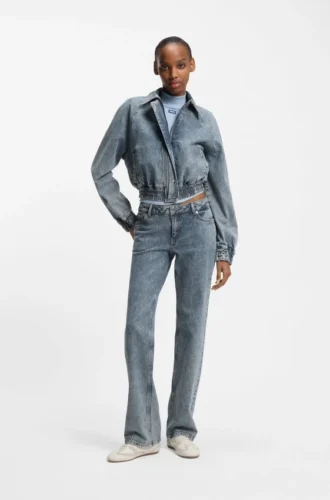 Blaue Bootcut-Jeans aus Stretch-Denim