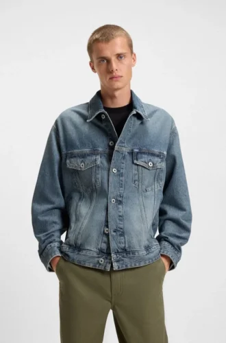 Blaue Jacke in lockerer Passform aus festem Denim