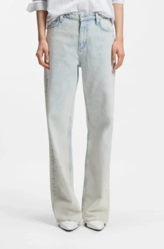 Blaue Jeans im Boyfriend-Schnitt aus festem Denim