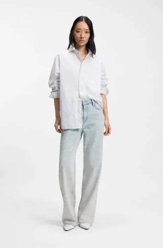 Blaue Jeans im Boyfriend-Schnitt aus festem Denim