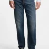 Blaue Jeans in Regular-Fit aus Denim mit Vintage-Waschung