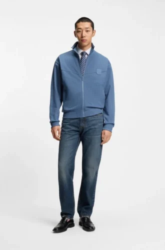 Blaue Jeans in Regular-Fit aus Denim mit Vintage-Waschung