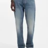Blaue Jeans in Regular-Fit aus Denim mit Whiskers