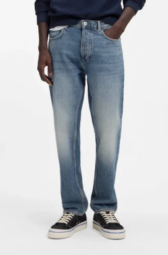 Blaue Jeans in Regular-Fit aus Denim mit Whiskers