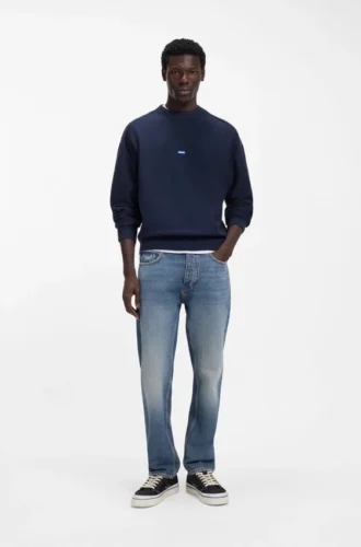 Blaue Jeans in Regular-Fit aus Denim mit Whiskers