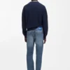 Blaue Jeans in Regular-Fit aus Denim mit Whiskers