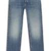 Blaue Jeans in Regular-Fit aus Denim mit Whiskers