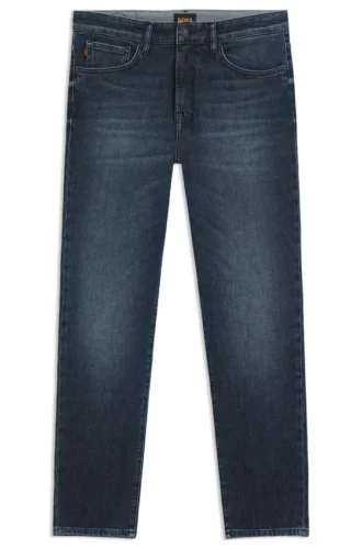 Blaue Jeans mit konischer Passform aus komfortablem Stretch-Denim