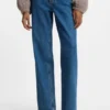 Blaue Jeans mit weitem Bein aus festem Denim