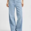 Blaue Jeans mit weitem Bein aus festem Denim