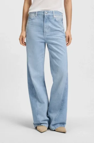 Blaue Jeans mit weitem Bein aus festem Denim
