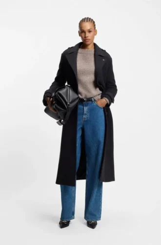 Blaue Jeans mit weitem Bein aus festem Denim