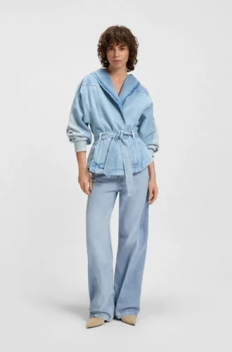 Blaue Jeans mit weitem Bein aus festem Denim