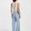 Blaue Jeans mit weitem Bein aus festem Denim