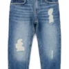 Blaue Kinder-Jeans in Regular-Fit aus Distressed-Denim
