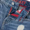 Blaue Kinder-Jeans in Regular-Fit aus Distressed-Denim