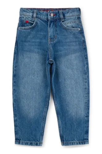 Blaue, locker sitzende Kinder-Jeans aus Stretch-Denim