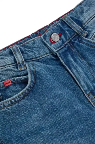 Blaue, locker sitzende Kinder-Jeans aus Stretch-Denim