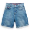 Blaue, locker sitzende Shorts für Kinder aus Baumwoll-Denim