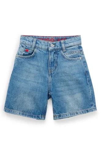 Blaue, locker sitzende Shorts für Kinder aus Baumwoll-Denim