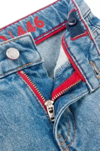 Blaue, locker sitzende Shorts für Kinder aus Baumwoll-Denim