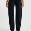 Blaue-schwarze Barrel-Leg-Jeans aus weichem Denim