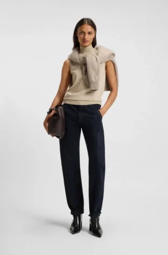 Blaue-schwarze Barrel-Leg-Jeans aus weichem Denim
