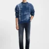 Blaue-schwarze Slim-Fit-Jeans aus Stretch-Denim