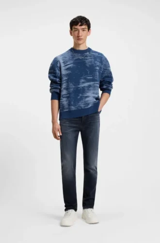 Blaue-schwarze Slim-Fit-Jeans aus Stretch-Denim