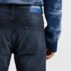 Blaue-schwarze Slim-Fit-Jeans aus Stretch-Denim
