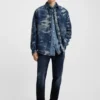 Blaue-schwarze Tapered-Fit-Jeans aus Stretch-Denim