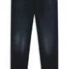 Blaue-schwarze Tapered-Fit-Jeans aus Stretch-Denim