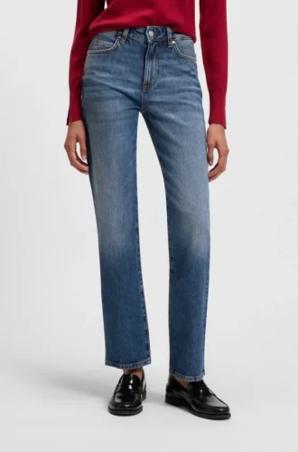Blaue Slim-Fit-Jeans aus marmoriertem Comfort-Stretch-Denim