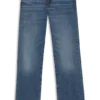 Blaue Slim-Fit-Jeans aus marmoriertem Comfort-Stretch-Denim