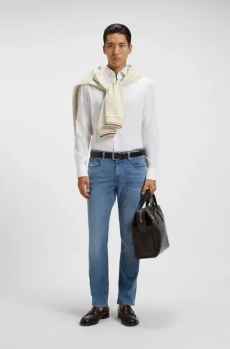 Blaue Slim-Fit-Jeans aus Performance-Denim