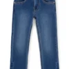 Blaue Slim-Fit-Jeans für Kinder aus gestricktem Denim